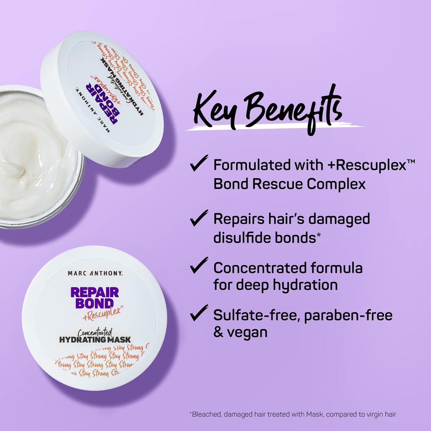 Marc Anthony Repairing Hair Mask, Repair Bond + Rescuplex – Strengthens & Repairs Dry, Damaged Hair, Reduces Frizz, Breakage & Flyaways