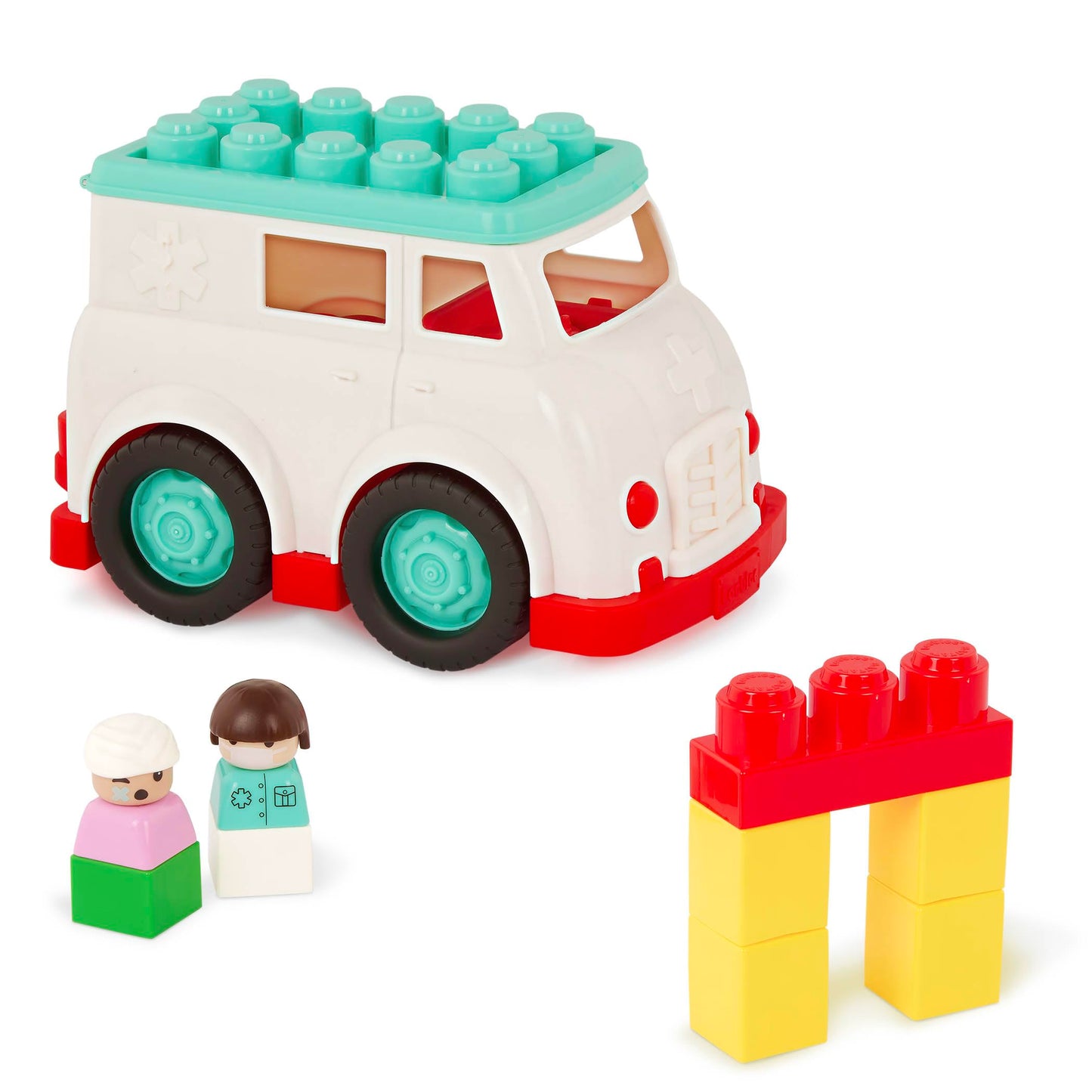 Battat – Rescue Truck – 8 Pieces Construction Set – 2 Figures & 5 Blocks – Build – On Vehicle – 12+ Months – Locbloc® Ambulance
