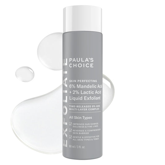 Paula’s Choice Mandelic + Lactic Acid Exfoliant 6%/2% – Gentle Daily AHA for Discoloration, Texture & Radiance, Sensitive Skin, 3 fl oz