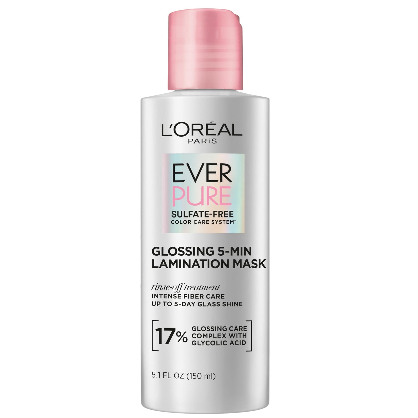 L'Oreal Paris EverPure Glossing Lamination Hair Mask with Glycolic Acid, Deep Treatment for Dull & Dry Hair, Lasting Shine & Smoothness, 5.1 Fl Oz