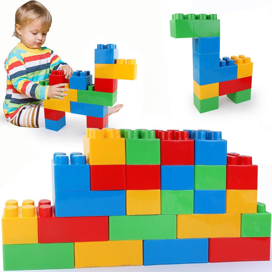 Liberty Imports 24-Piece Giant Building Blocks Set for Toddlers – Large Plastic Stacking Bricks, Creative Play, Primary Colors