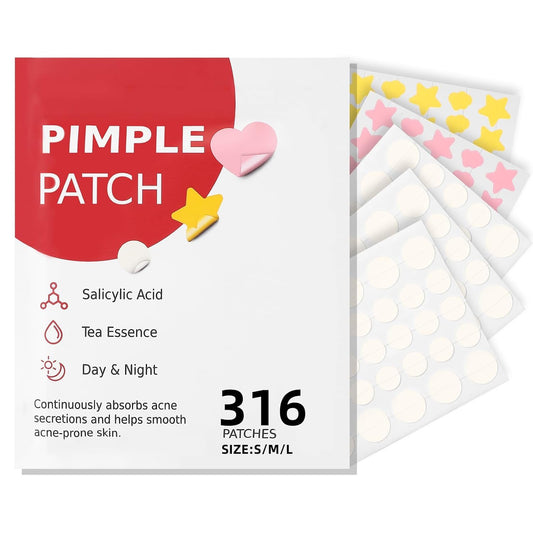 Sundpik 316pcs Pimple Patches for Face – Hydrocolloid Acne & Zit Patches, Star Shapes, With Salicylic Acid, Tea Tree & Calendula Oil