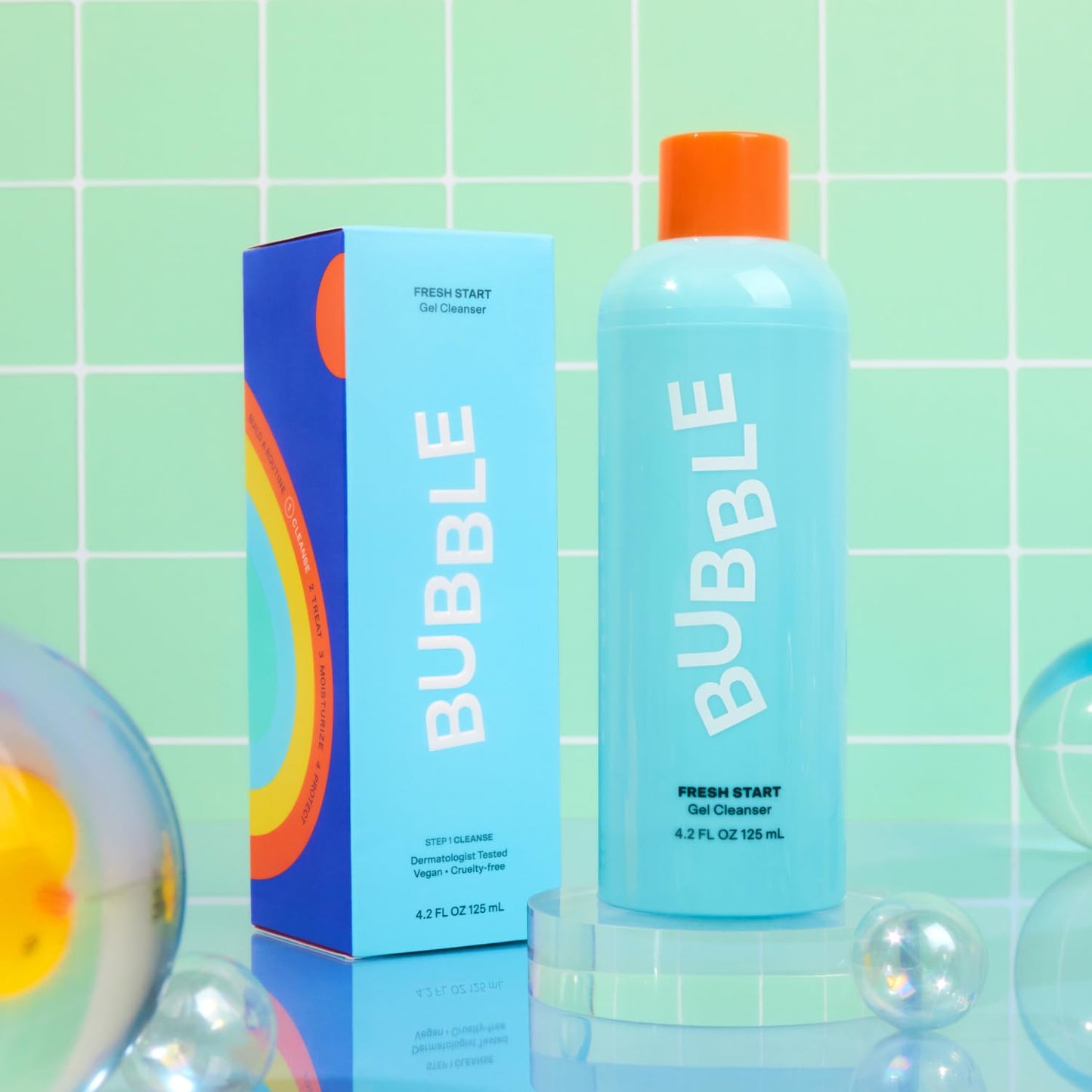 Bubble Skincare Fresh Start Gel Face Wash – Gentle PHA Exfoliator, Reduces Oil & Clogged Pores, Soothes Sensitive Skin, Vegan, 125ml