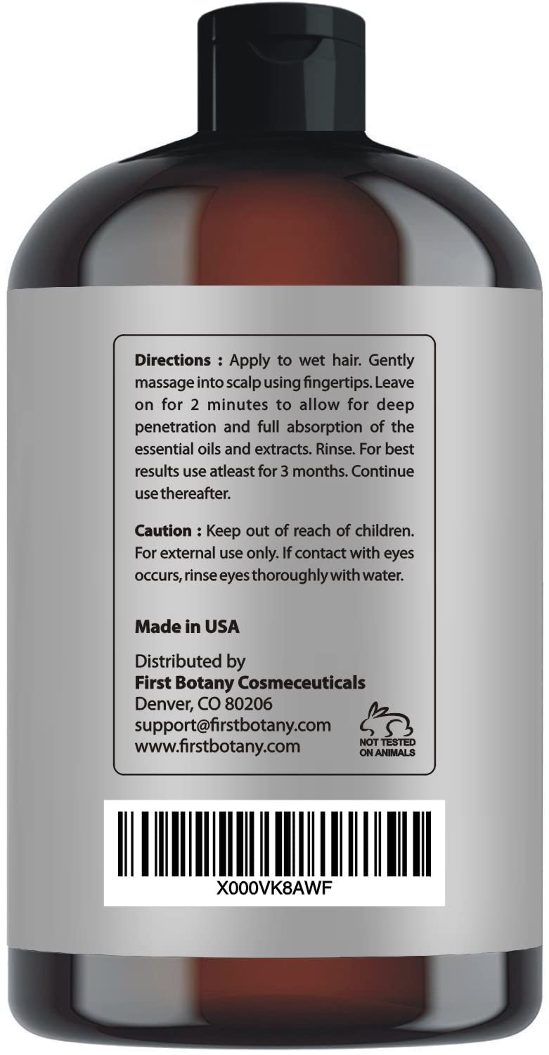 First Botany Hair Regrowth & Anti Hair Loss Shampoo 16 fl oz – DHT Blocker, Hydrating, Detoxifying & Volumizing Formula for Men & Women