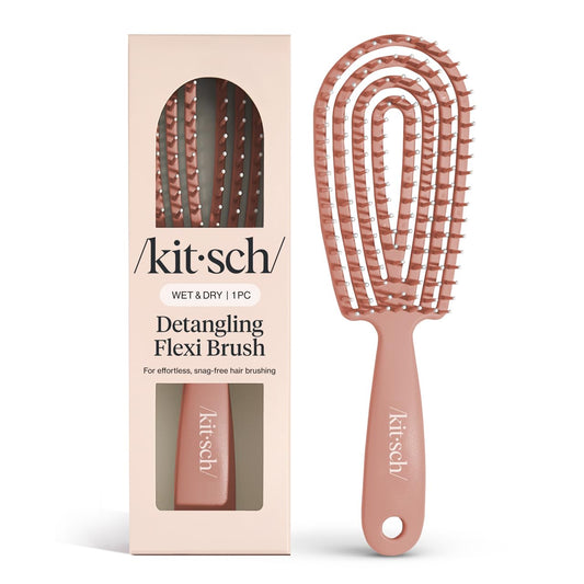 Kitsch Detangler Brush – Flexible Terracotta Hair Brush for Women, Men & Kids | Ultra-Smooth Bristles for Wet or Dry Curly Hair, No Pulling or Breakage