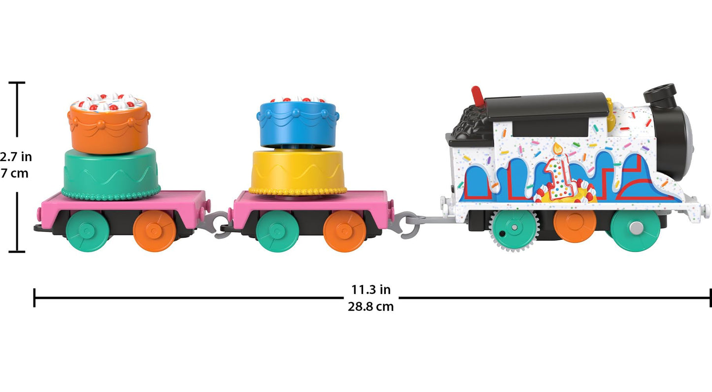 Thomas & Friends Motorized Toy Train, Wobbly Cake Thomas Engine with Cargo Cars & Pieces for Pretend Play Preschool Kids Ages 3+ Years