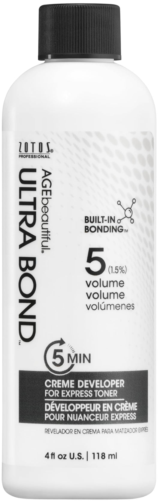AGEbeautiful 5 Volume Crème Hair Developer with Ultra Bond | For 5-Min Toners, Lightening & Highlights | Strengthens & Protects | 4 Fl Oz
