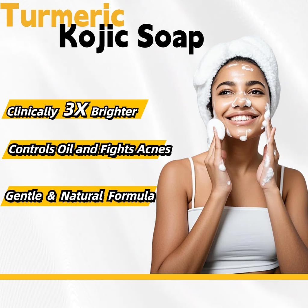 Uselective Kojic Acid & Turmeric Soap for Dark Spot Removal – Skin Lightening with Vitamin C, Retinol, Shea & Lemon Oil, SLS-Free