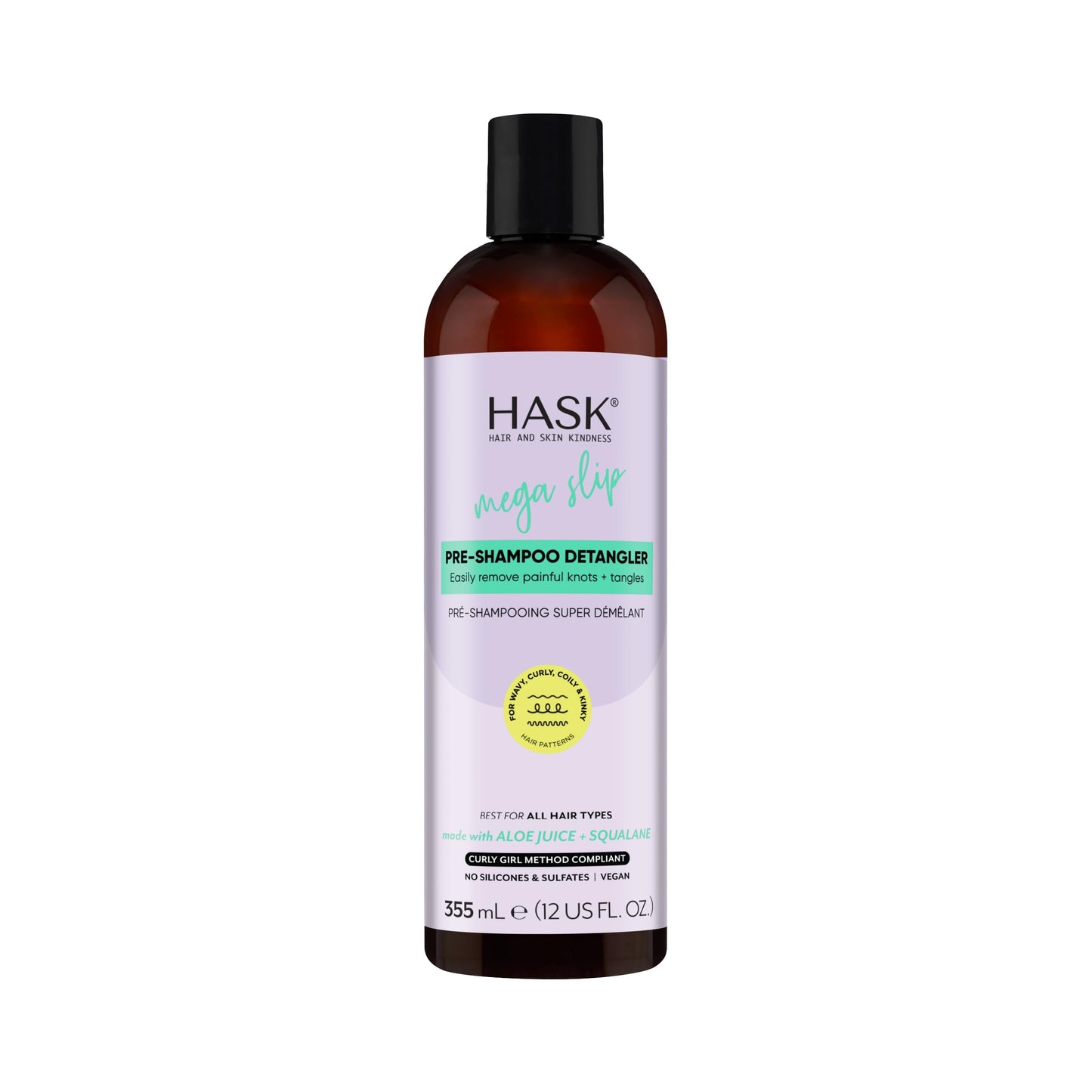 HASK Mega Slip Pre-Shampoo Detangler with Aloe Juice & Squalane – Moisturizing, Breakage-Reducing, Vegan & Sulfate-Free Hair Prep, 12 fl oz