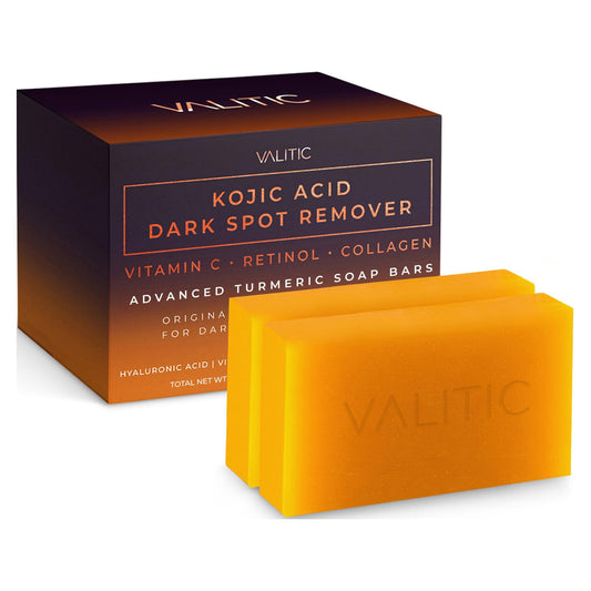 VALITIC Kojic Acid Dark Spot Remover Soap, 2-Pack – Japanese Complex with Vitamin C, Retinol, Collagen, Turmeric & Hyaluronic Acid