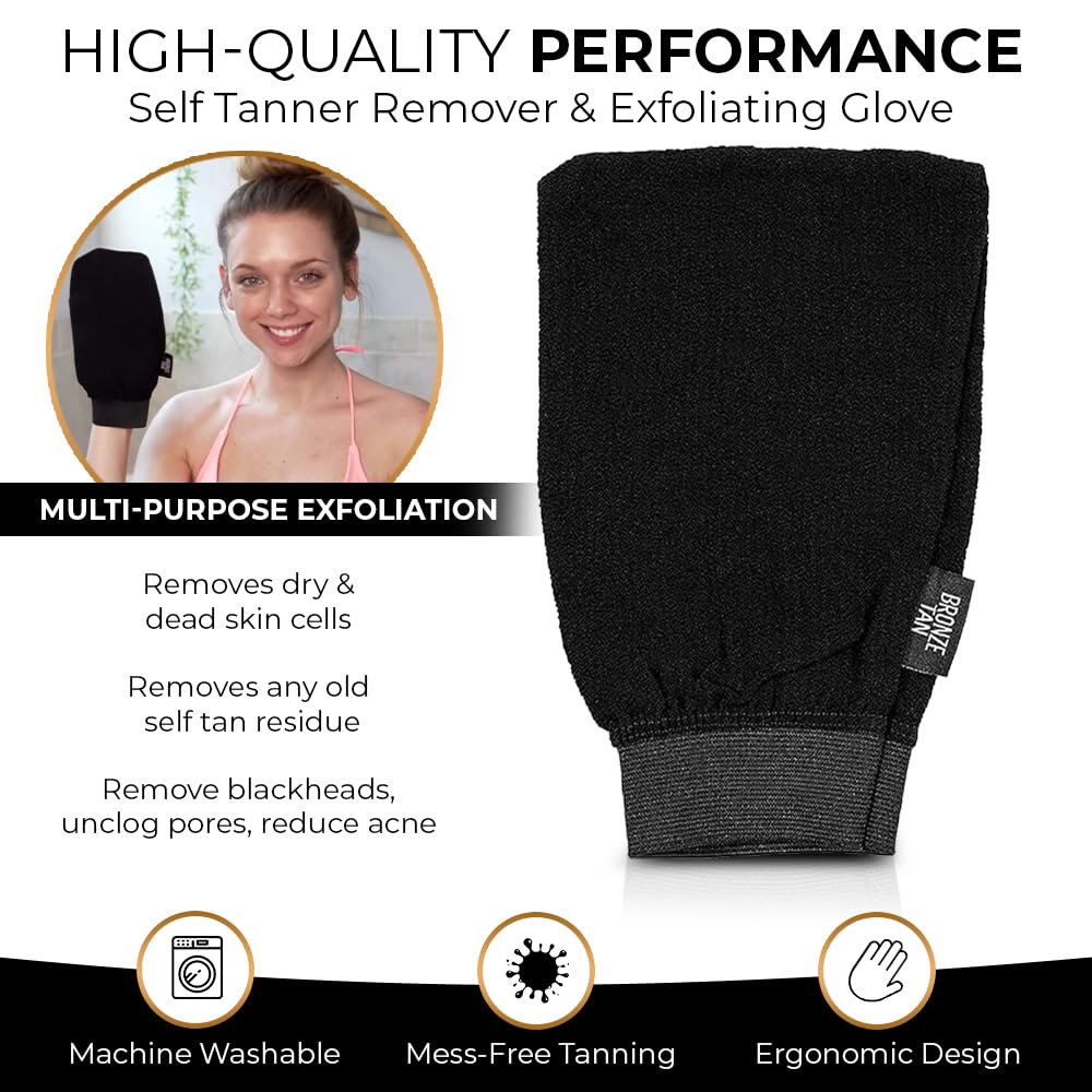 Bronze Tan Self Tanner Remover & Exfoliating Glove – Gently Erase Old Tan for Smooth, Fresh Skin – Use with Self Tan Removal Mousse