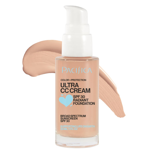 Pacifica Ultra CC Cream Radiant Foundation SPF 17 - Warm-Light – Medium Coverage Color Correcting Cream, Dewy Finish, Mineral SPF, 1 oz