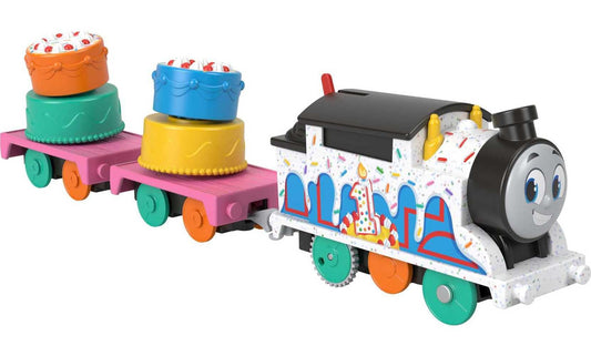 Thomas & Friends Motorized Toy Train, Wobbly Cake Thomas Engine with Cargo Cars & Pieces for Pretend Play Preschool Kids Ages 3+ Years