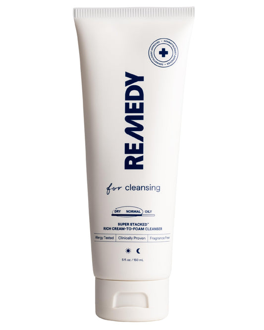 Remedy for Rich Cream Cleansing Face Wash - Cream-to-Foam Cleanser for Dry to Normal Skin, Hydrating & Gentle Formula by Dr. Shah, 5 fl oz