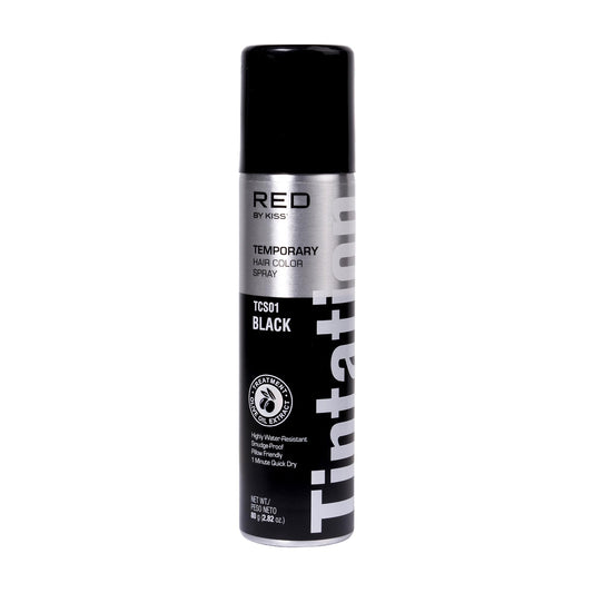 Red by Kiss Tintation Temporary Hair Color Spray Black 2.82oz | Instant Gray Root Touch-Up | Water-Resistant, Smudge-Proof, Quick-Dry, Easy Wash Out