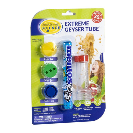 Steve Spangler Science Extreme Geyser Tube Kit for Kids – Mentos & Soda Experiment with Tube, Candy & Spray Caps – STEM Fun