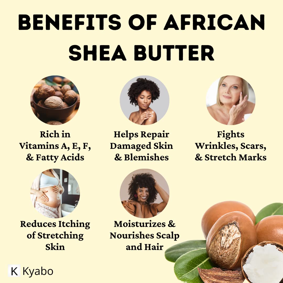 Kyabo 5lb Pure African White Ivory Shea Butter – 100% Natural, Virgin, RAW, Organic, Unrefined, Skin, Hair & Body Care, Non-GMO