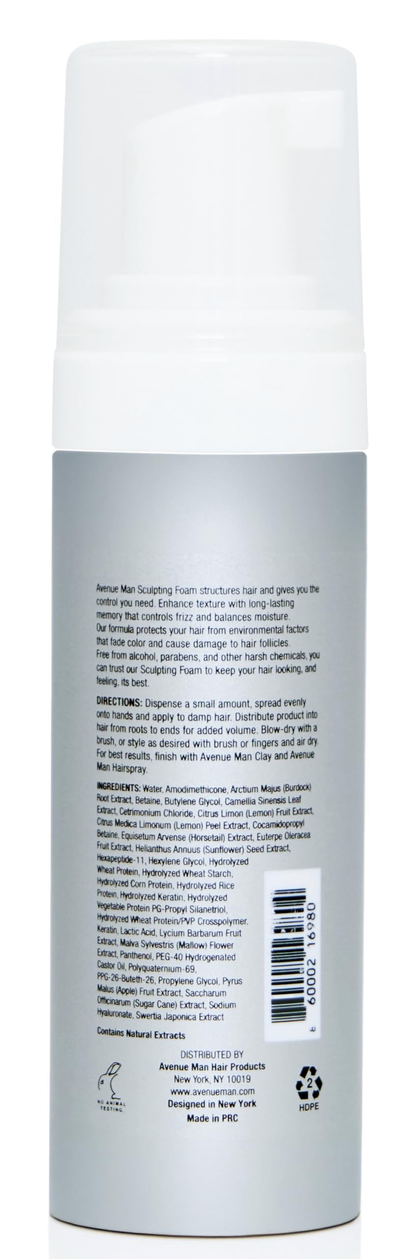 Avenue Man Sculpting Foam for Men - Travel Size (1.69 oz) - Firm Hold Volumizing Hair Mousse with Herbal Extracts Styling Products - Alcohol Free