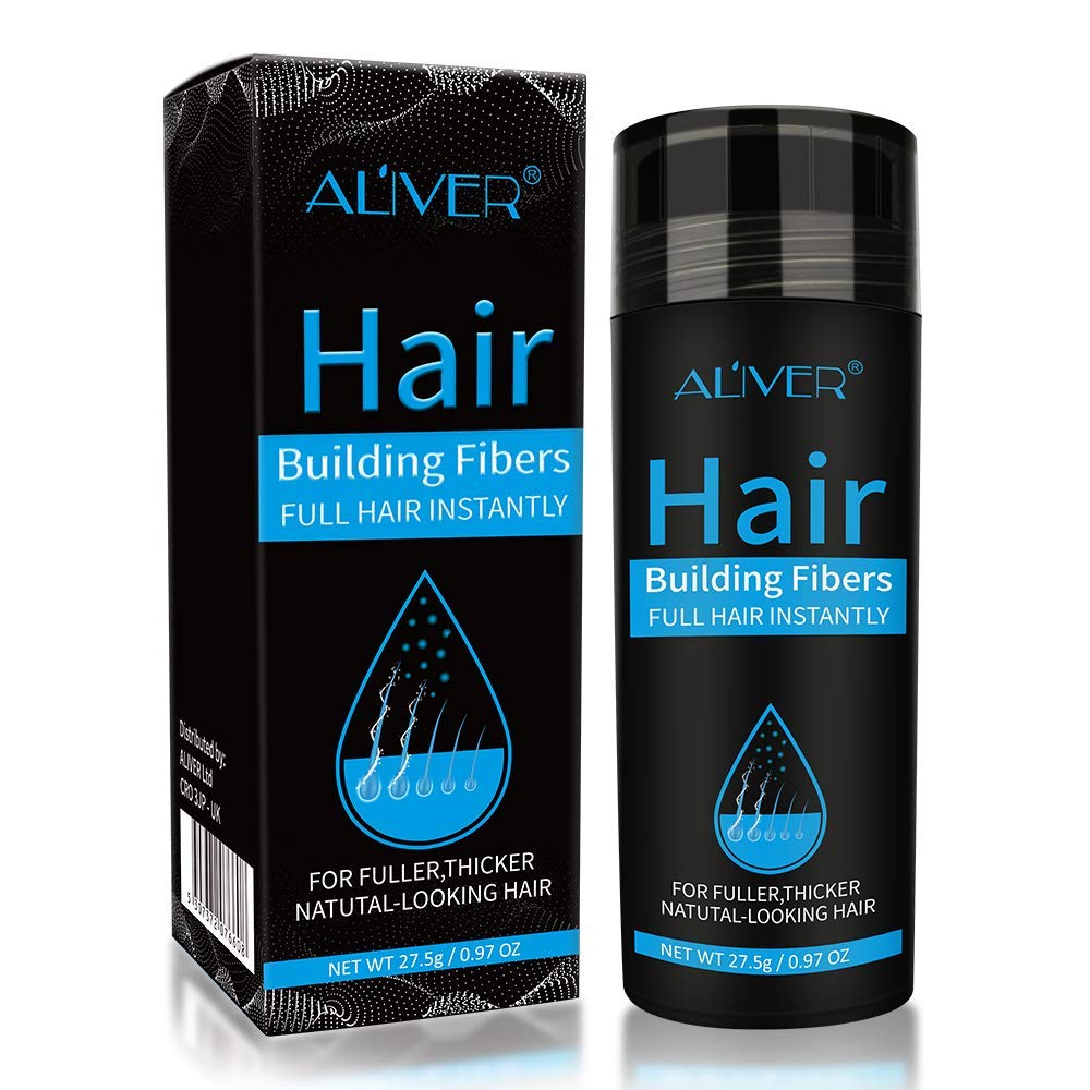 Aliver Hair Fibers for Thinning Hair Dark Brown – Instant Fuller, Thicker Look in 15 Secs – Conceals Hair Loss for Men & Women, 0.97 Oz