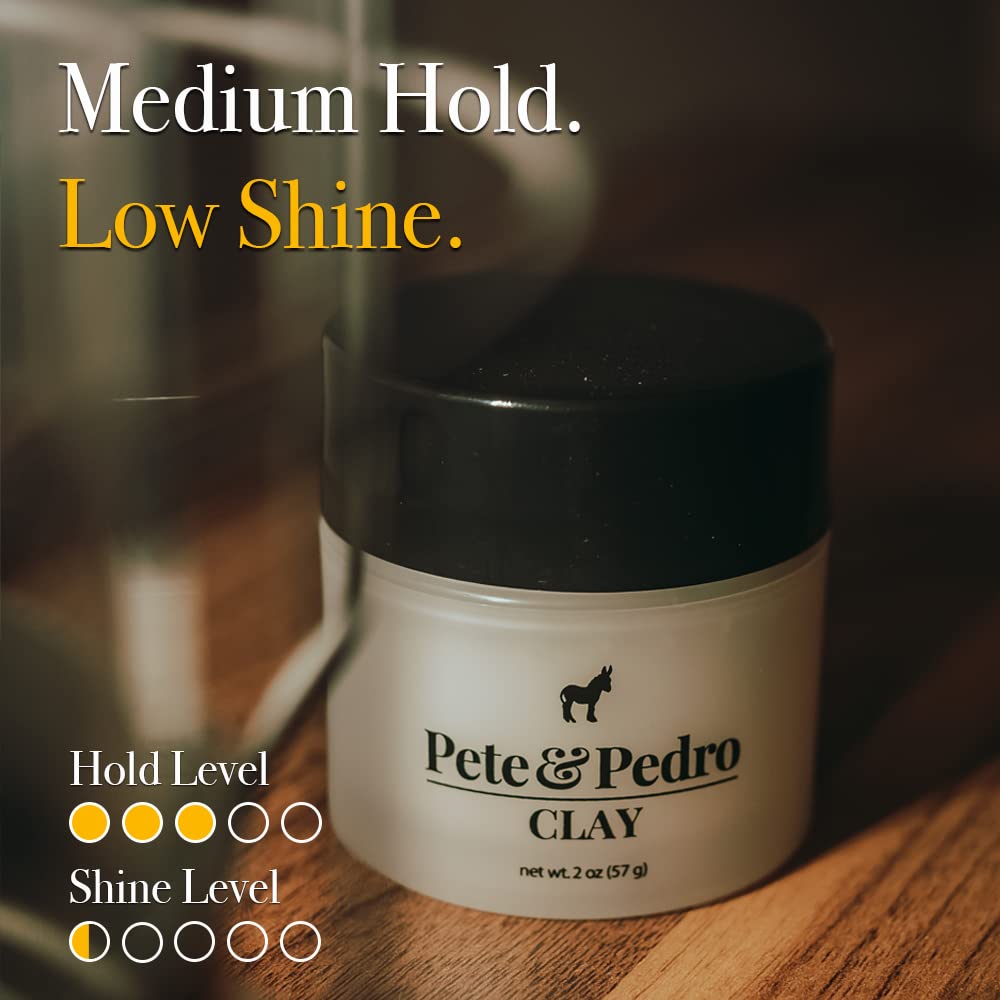 Pete & Pedro Hair Styling Clay for Men – Medium Hold, Matte Finish, Low Shine, Ideal for Messy, Fine & Thinning Hair | Shark Tank Product, 2 oz