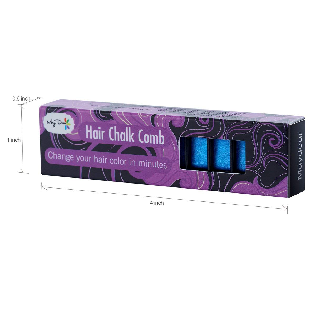 Maydear Temporary Hair Chalk Comb - Non Toxic Hair Color Comb and Safe for Kids - Blue