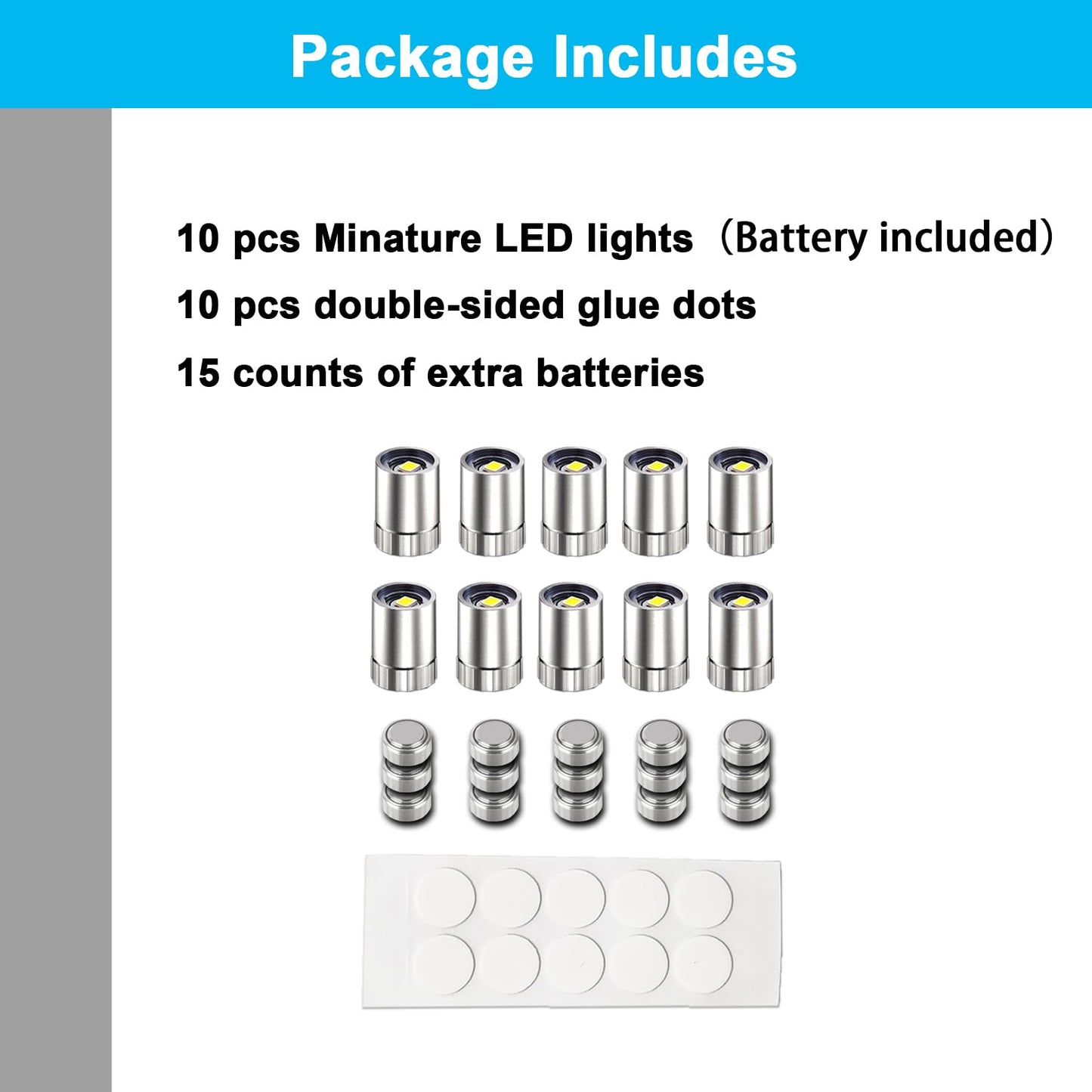 SUZEYAR 10-Pack Miniature LED Lights for DIY, Dollhouse, Crafts & Toy Bricks – Battery Powered, Multi-Color Changing Tiny Lights
