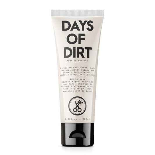 California Born Days of Dirt Hair Styling Cream 6.8 fl oz – No-Hold Cream for Texture, Shine & Lived-In Look – Tames Dry, Fluffy, Frizzy Hair – Made in USA