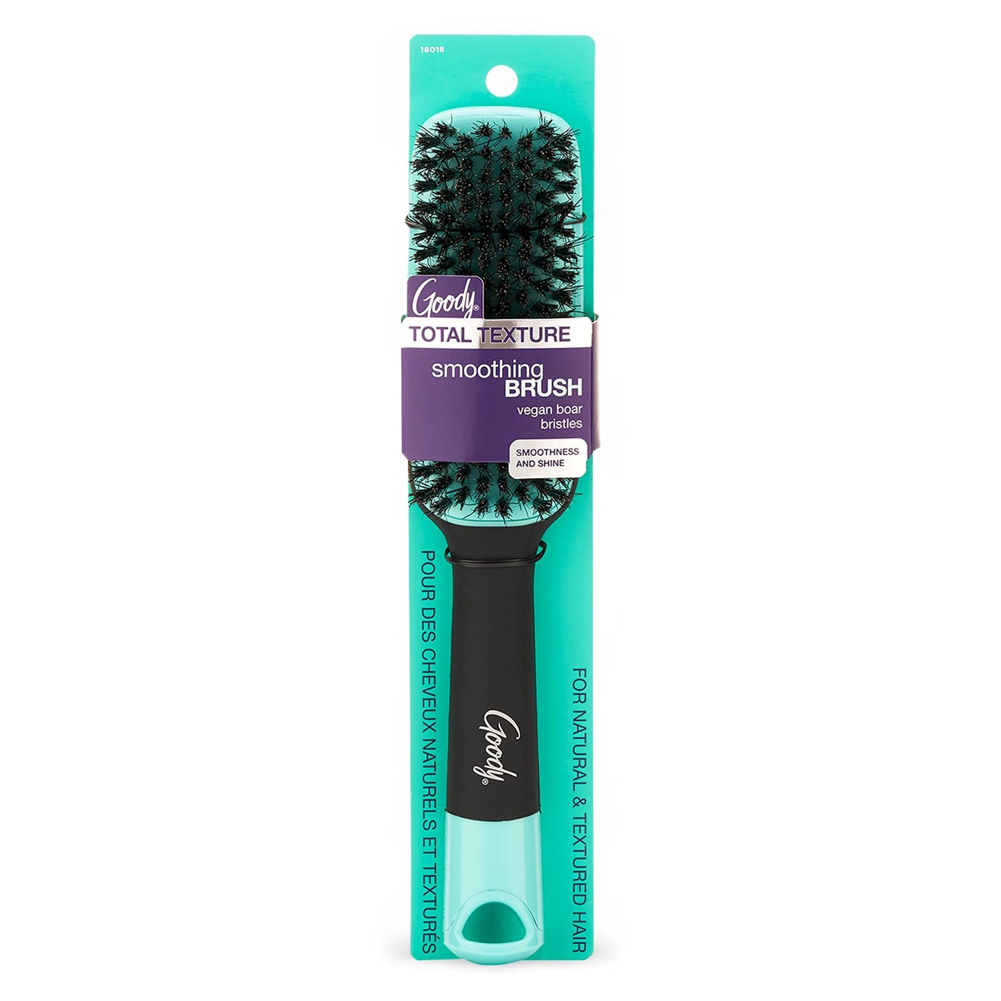 Goody x Total Texture Smoothing Brush | Vegan Boar Bristles for Natural & Textured Hair | Smooths Cuticles, Adds Shine & Features Non-Slip Grip