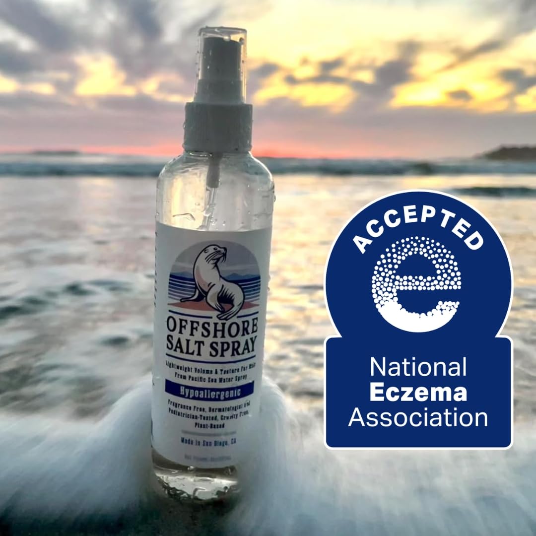 Offshore Sea Salt Hair Spray - Lightweight Algae-Based Styling Mist for Sensitive Scalp, Hypoallergenic, Dermatologist-Tested, NEA Accepted, 8oz