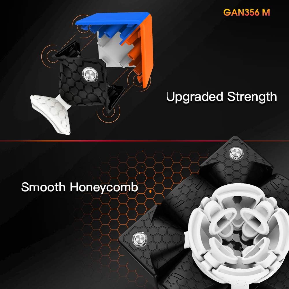 GAN 356 M, 3x3 Magnetic Speed Cube Stickerless 356M Magic Cube with Extra GES, Frosted Version