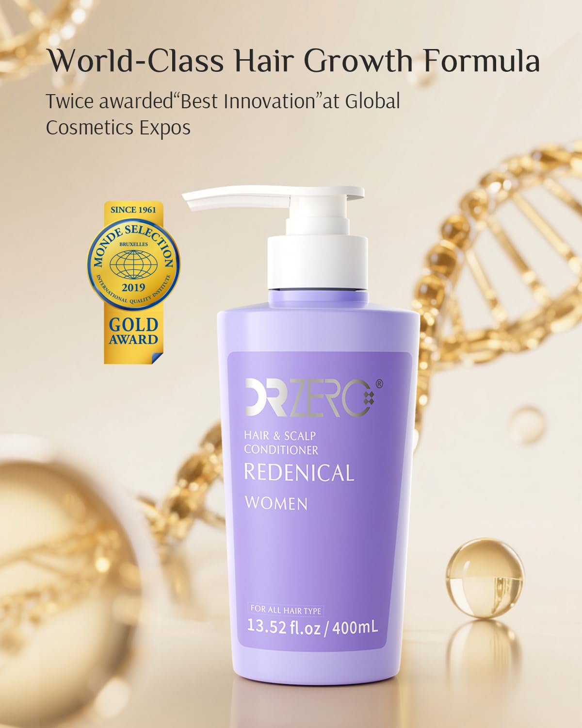 DR ZERO REDENICAL Hair Growth Conditioner for Women 13.5 oz | Volumizing, Thickening & Anti-Hair Loss | Redensyl Formula for Hair Regrowth