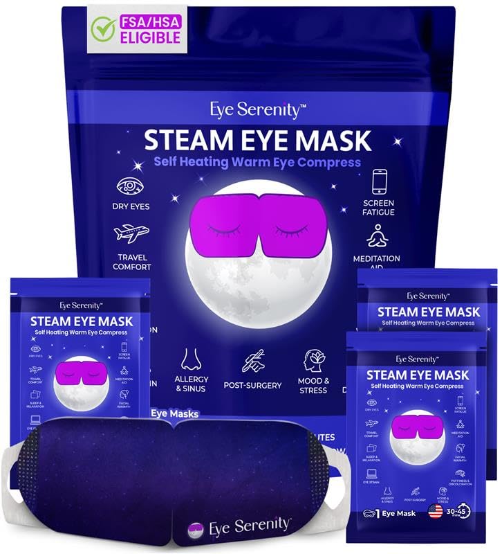 Steam Eye Mask Self-Heating Warm Compress for Dry Eye, Fast Relief for Stye, Puffy Sensitive Eyes - Moist Heat Mask for Sleep, 15 Pack