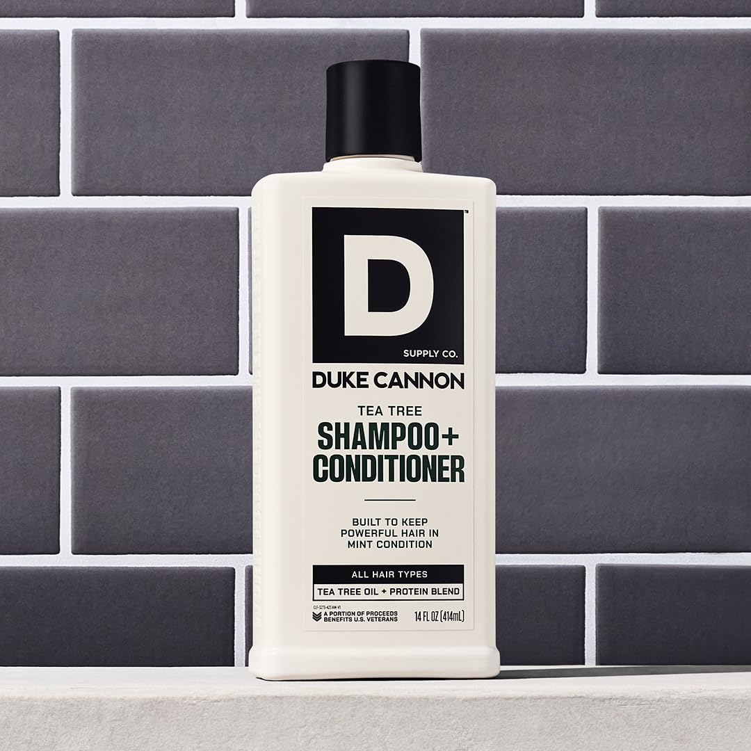 Duke Cannon 2-in-1 Tea Tree Hair Wash & Sawtooth Body Wash Bundle – Deep Clean, Refreshing Masculine Scent, Gentle Hair & Body Cleanser – 2 Pack