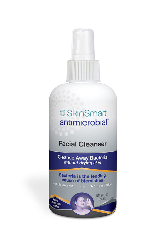 SkinSmart Facial Cleanser Spray for Breakouts - Fights Bacteria, Pimples & Sweat Irritation, Safe for Teens & Adults, 8 oz