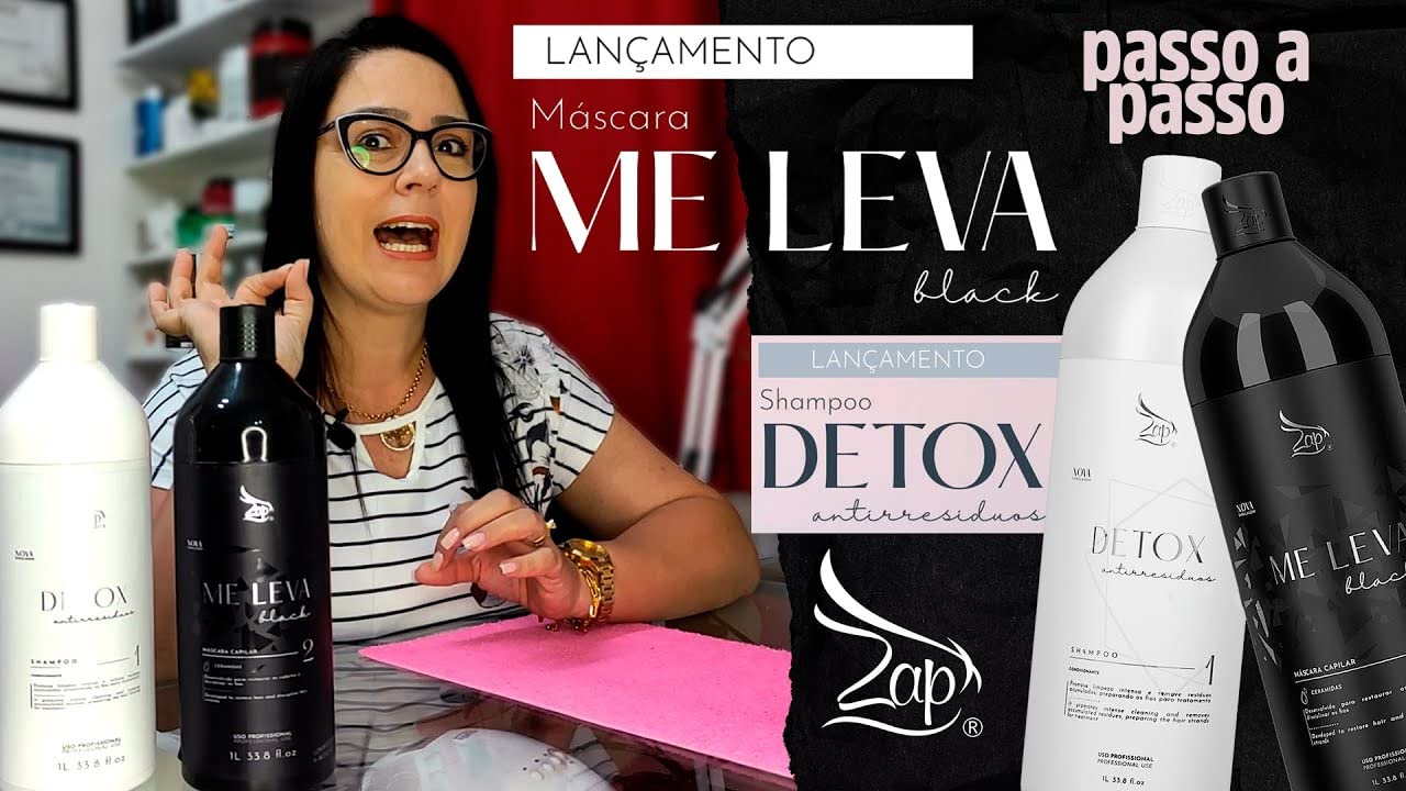 Zap Me Leva Black & Detox Kit 2L | Brazilian Keratin Hair Smoothing Treatment | Progressive Brush | Frizz-Free, Volume Control & 100% Straight Hair