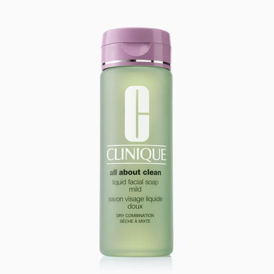 Clinique 3-Step All About Clean Liquid Gentle Facial Cleanser Soap | Face Wash For Dry Combination Skin | Type 2, 6.7 Fl Oz