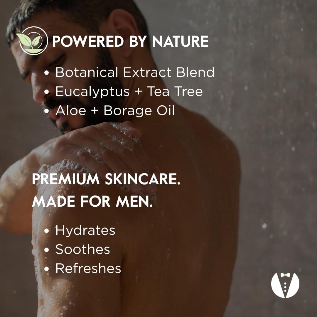 GROOM 3-in-1 Hair, Face & Body Wash for Men – Plant-Based Cleanser with Organic Aloe & Essential Oils – Gentle, Fresh Scent, 12 oz