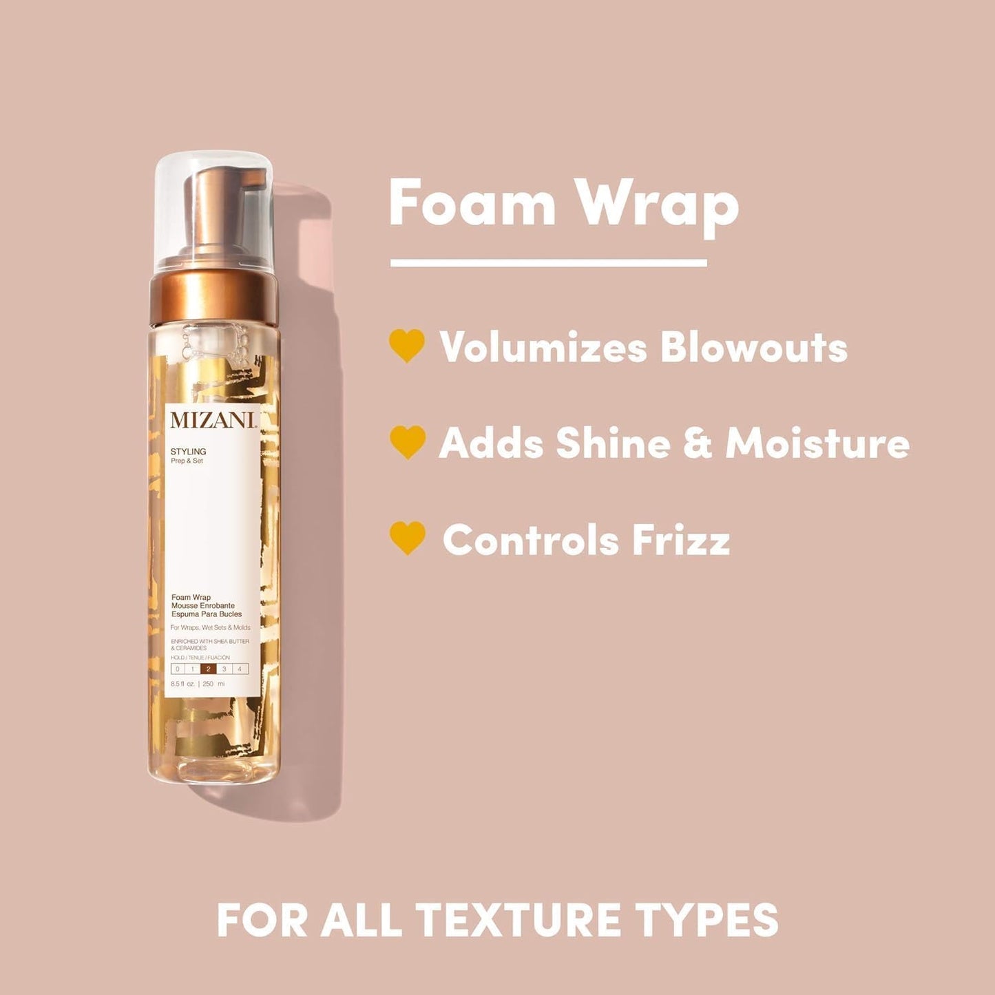 Mizani Foam Wrap Curly Styling Foam - Anti-Frizz Hair Mousse for Smooth & Soft Hold, Hydration & Shine, Defines Natural Curls, For All Curly and Natural Hair