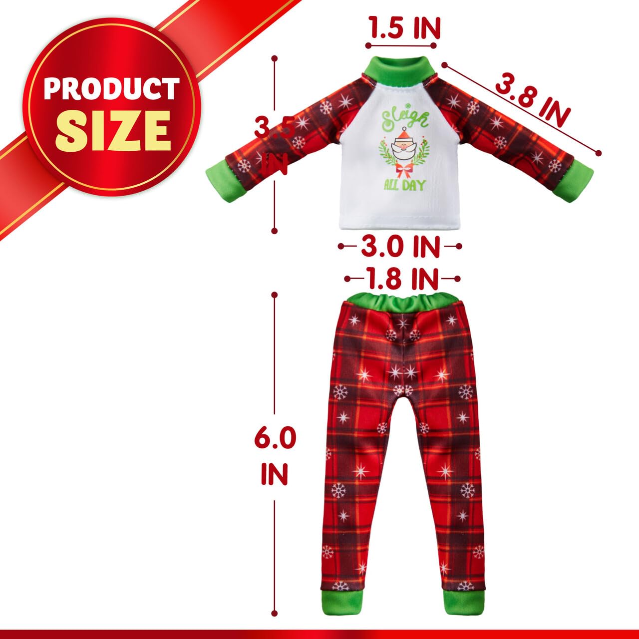 JOYIN 4-Pc Christmas Elf Doll Clothes Set – Ugly Sweaters for Santa, Snowman & Dolls, Red & Green Holiday Pajamas Decor