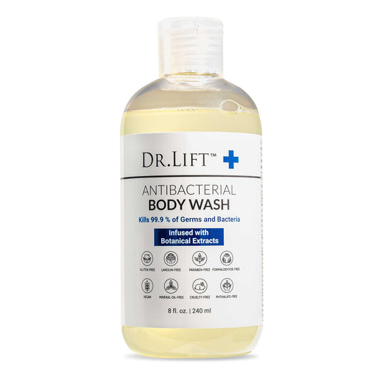 Dr. Lift Antibacterial Body Wash 8oz – Kills 99.9% Germs, Botanical Extracts, Liquid Soap for Men & Women, Made in USA