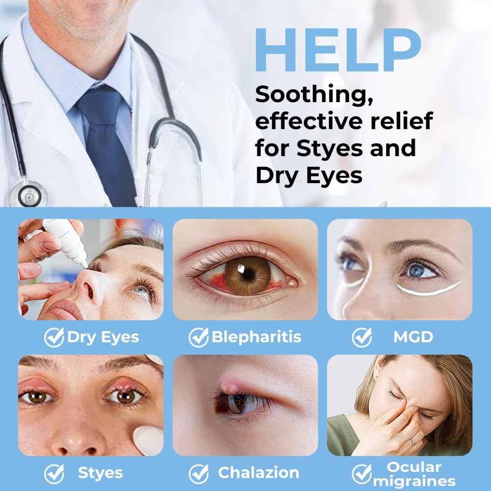 Aroma Season Heated Eye Mask for Dry Eyes – Warm Flaxseed Compress for MGD, Blepharitis, Stye, Chalazion, Steam Moist Relief (Blue)