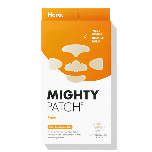 Hero Cosmetics Mighty Patch™ Face Patch - XL Hydrocolloid Pimple Patches for Face Acne, Breakouts on Nose, Chin, Forehead & Cheeks, 5 Count