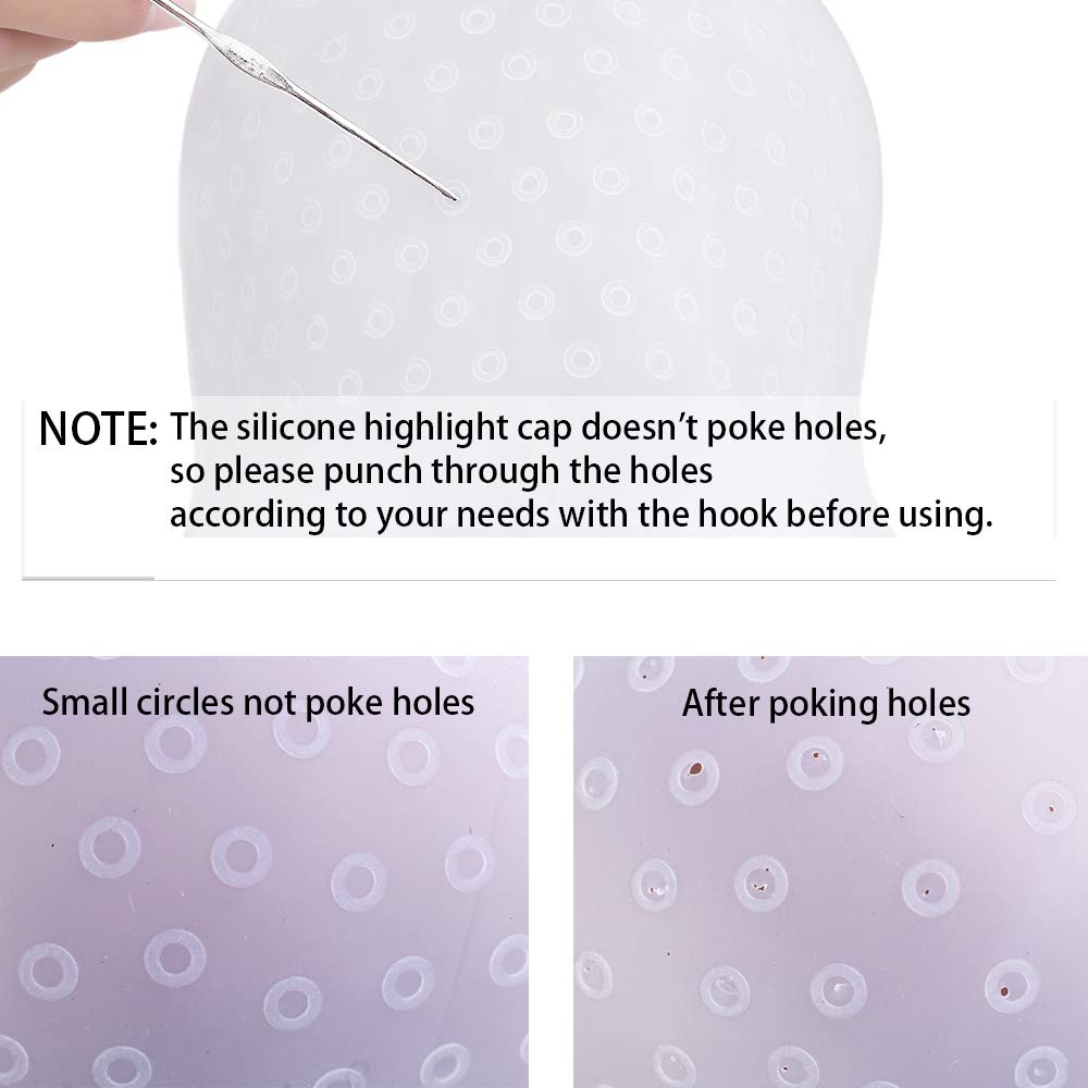 Silicone Highlight Cap Set 2PCS – Reusable Hair Highlighting Caps with Hooks, Professional Salon Hair Coloring & Dyeing Tools for Women & Men