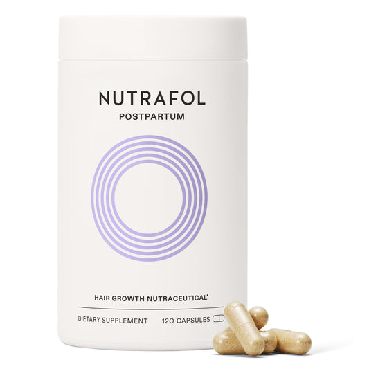 Nutrafol Postpartum Hair Growth Supplements, Clinically Tested for Visibly Thicker Hair and Less Shedding, Breastfeeding-friendly - 1 Month Supply