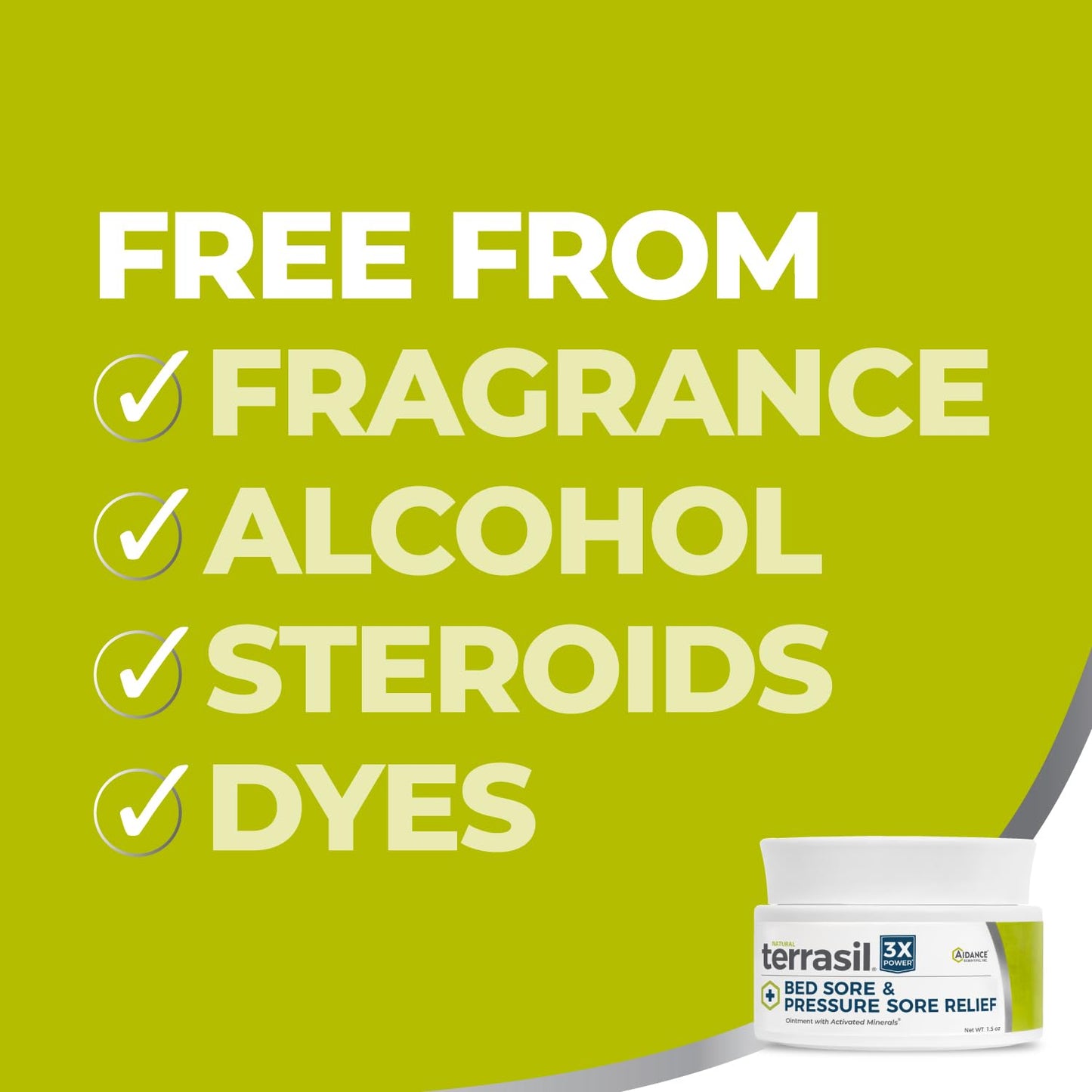 Terrasil Bed & Pressure Sores Cream – Natural Healing for Bedsores, Ulcers & Wounds, Fast Soothing Relief, 1.5 oz Jar