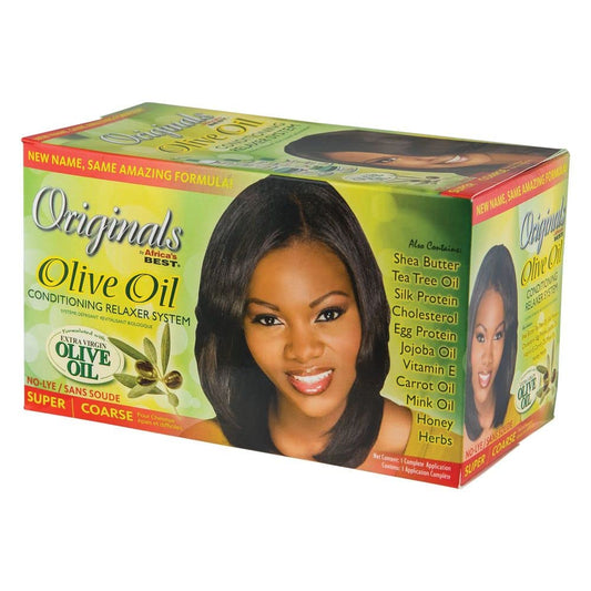 Originals by Africa's Best Olive Oil No-Lye Relaxer Kit Super/Coarse | Conditions, Moisturizes & Straightens for Soft, Silky, Healthy Hair