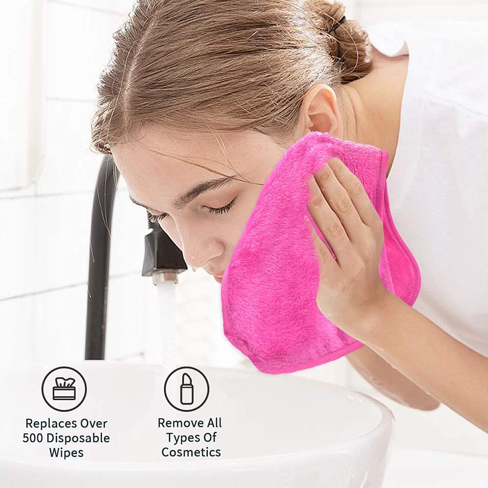 Makeup Remover Cloths 4 Count: Microfiber Reusable Fast Drying Washcloth, Face Towels for Women