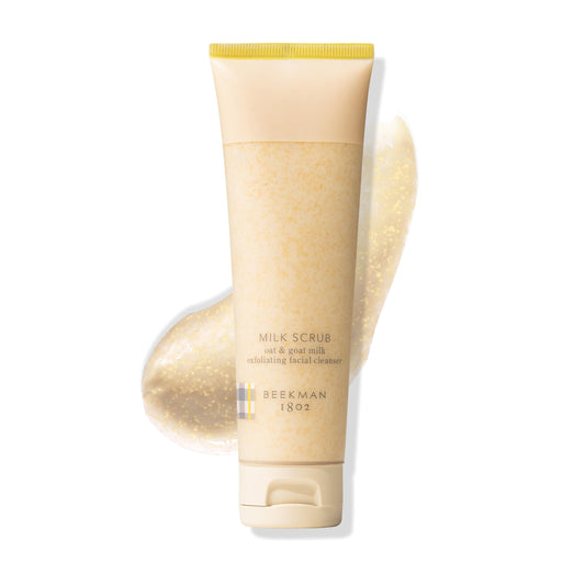 Beekman 1802 Oat & Goat Milk Exfoliating Face Scrub - Gentle Jojoba Bead Cleanser for Sensitive Skin, Travel-Friendly, Fragrance-Free