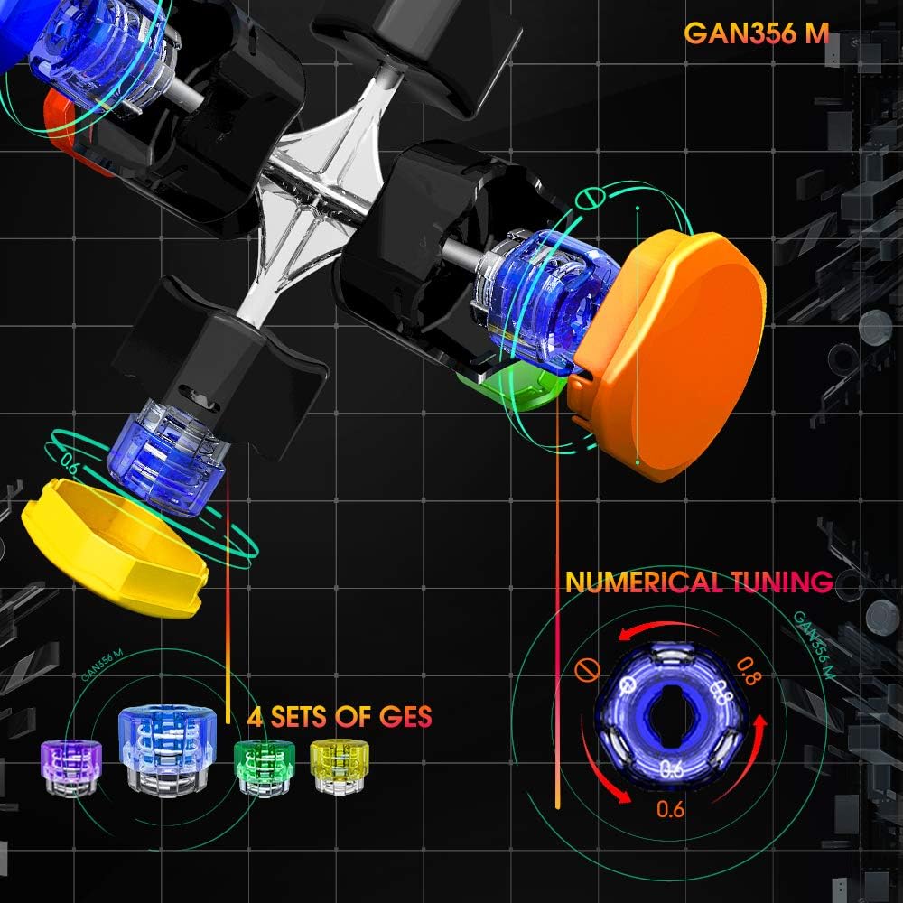 GAN 356 M, 3x3 Magnetic Speed Cube Stickerless 356M Magic Cube with Extra GES, Frosted Version