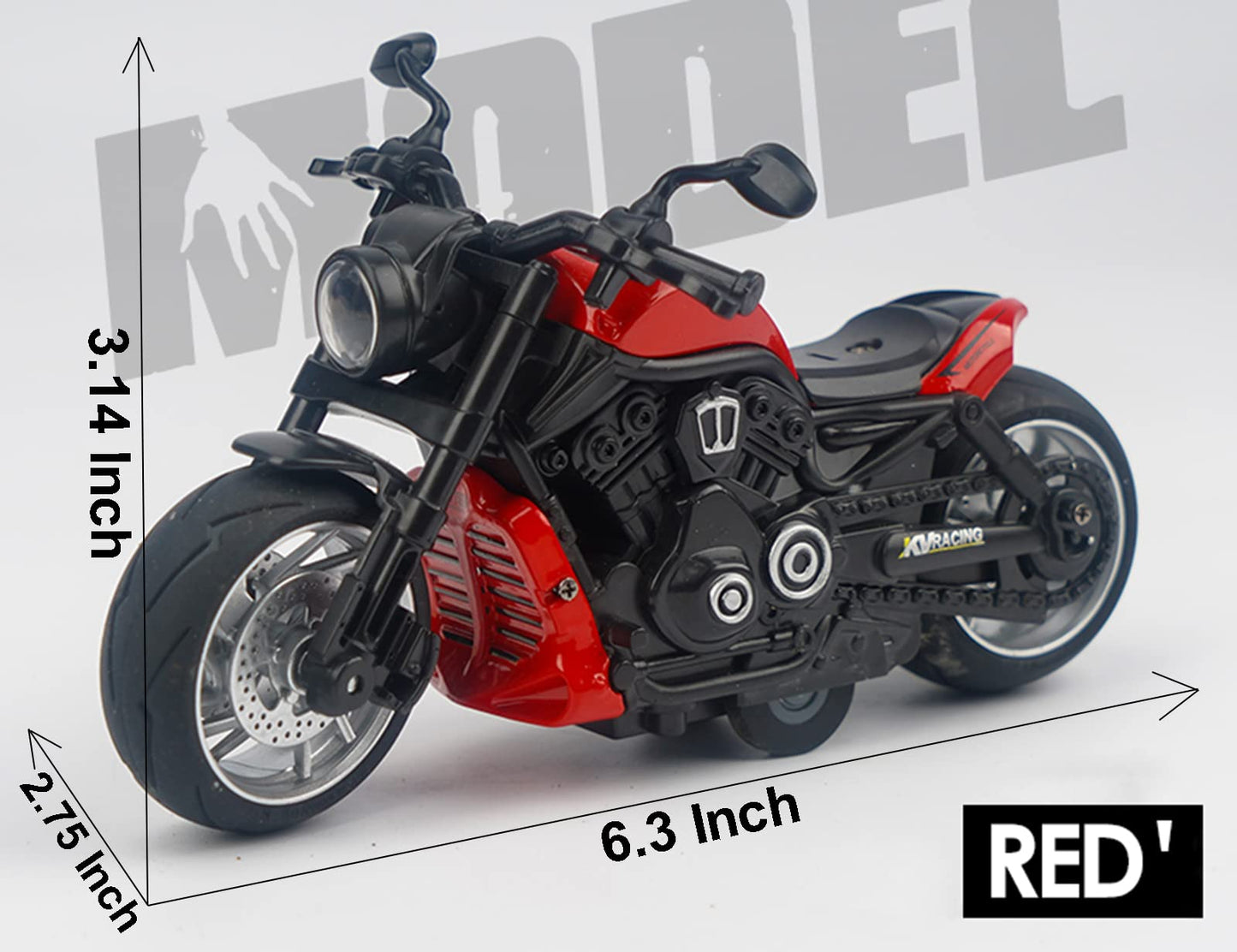 Gilumza Pull Back Motorcycles Toy, Moto Gift with Music Lighting, Wolverine Motorcycle Toys for Boys Kids Age 3-12 Year Old (Red)